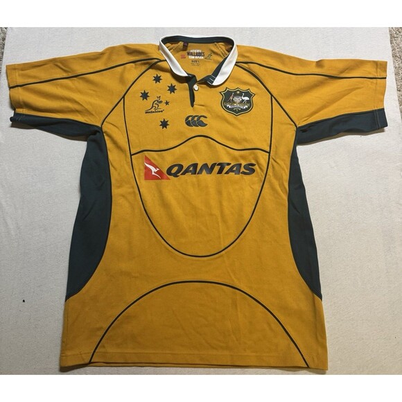 MEN'S RUGBY UNION AUSTRALIA WALLABIES 2007/2008 HOME SHIRT JERSEY MAILLOT SIZE L - Picture 1 of 11